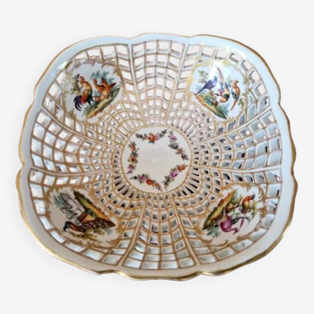 Coupe corbeille en porcelaine de Berlin - Fin du XVIIIème siècle - Marque au sceptre bâton bleu