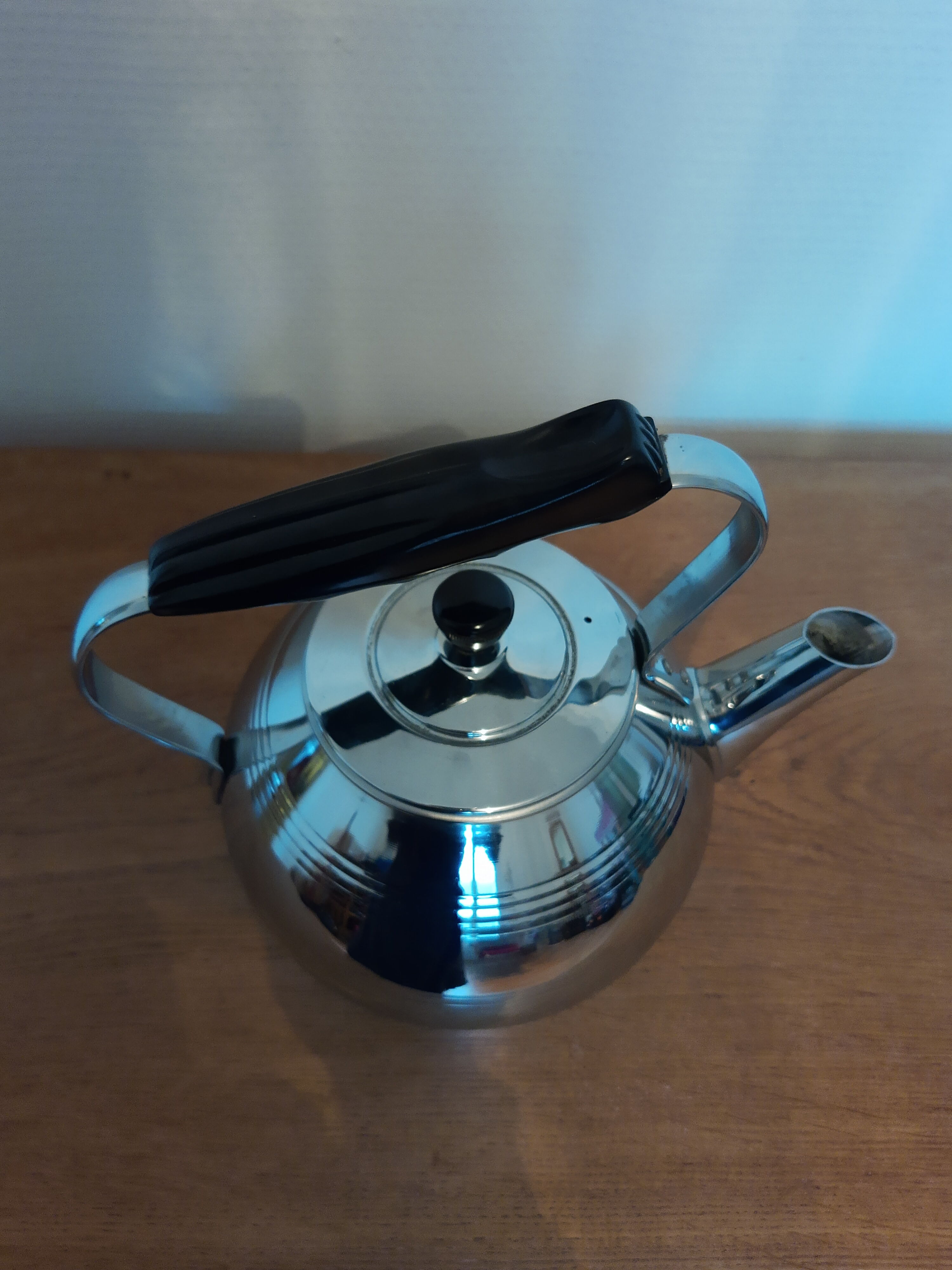 Vintage chrome copper kettle Le Trèfle