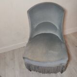 Napoleon III toad armchair. Pastel blue velvet