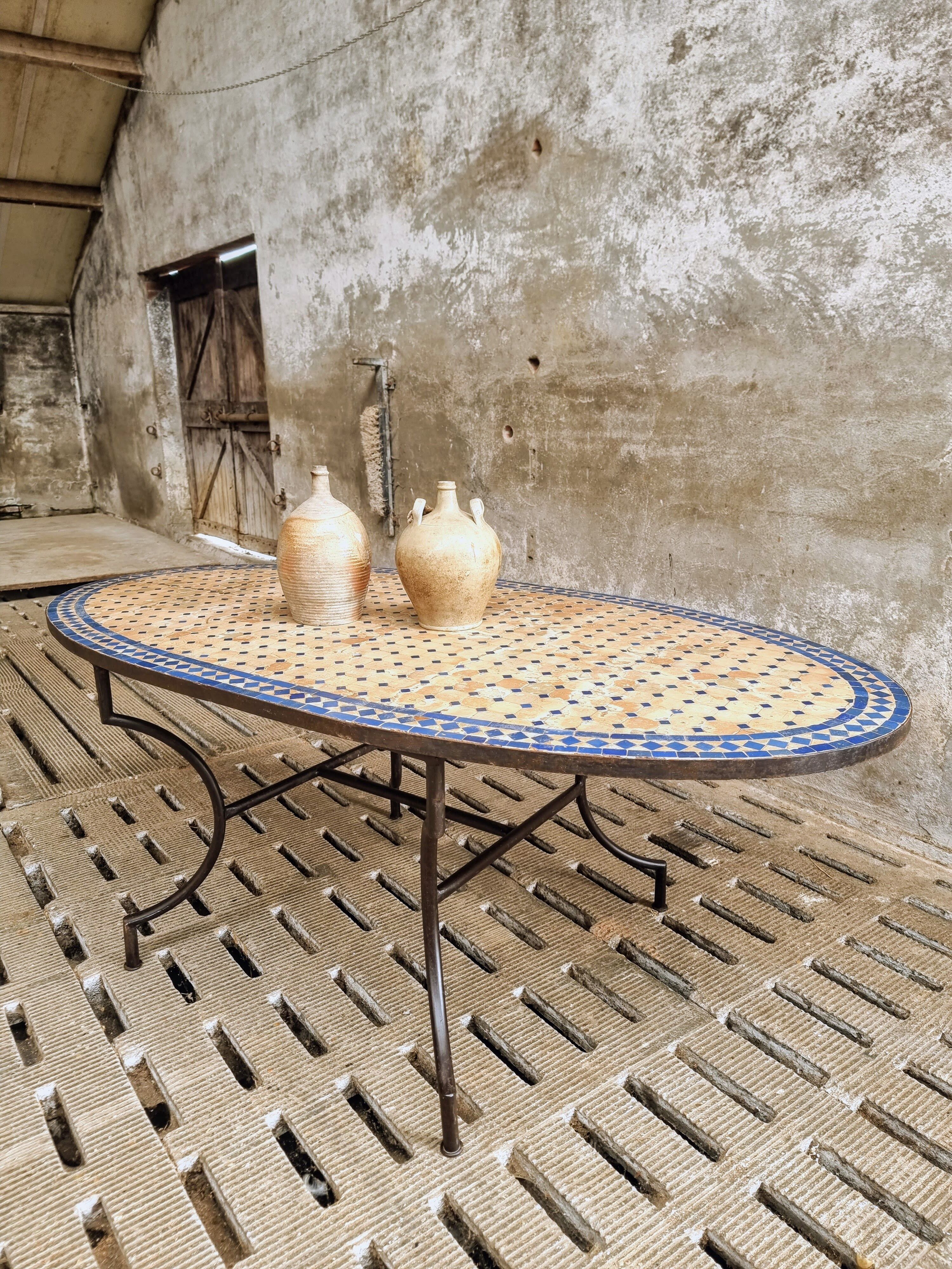 Old dining table garden table Moroccan mosaic 100 x 200 cm