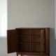 Classic sculptural Danish wardrobe in oak veneer and burl wood, 1950s.