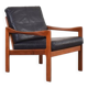 Fauteuil lounge vintage en teck par Illum Wikkelsø pour Niels Eilersen, 1960.