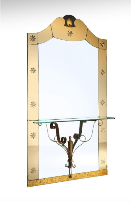 Pier Luigi Colli exceptional engraved and gilded mirror 126x237cm