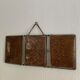 Mirror triptych barber imitation crocodile brown vintage 1930 - 27 x 66 cm