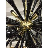 Italian Glass Sputnik Gold With Black Drops Chandelier