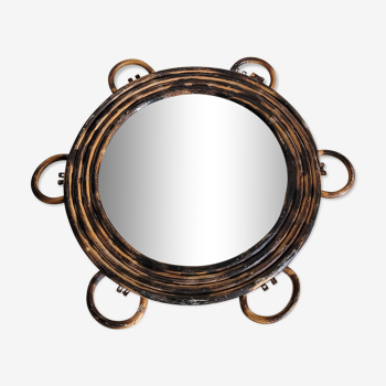 Miroir en rotin vintage  31cm