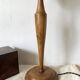 Large Art Deco lamp in Mazda style made of turned wood and opaline.