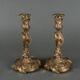 Pair of candlesticks xixth louis xiv ornamentation shells gilded bronze