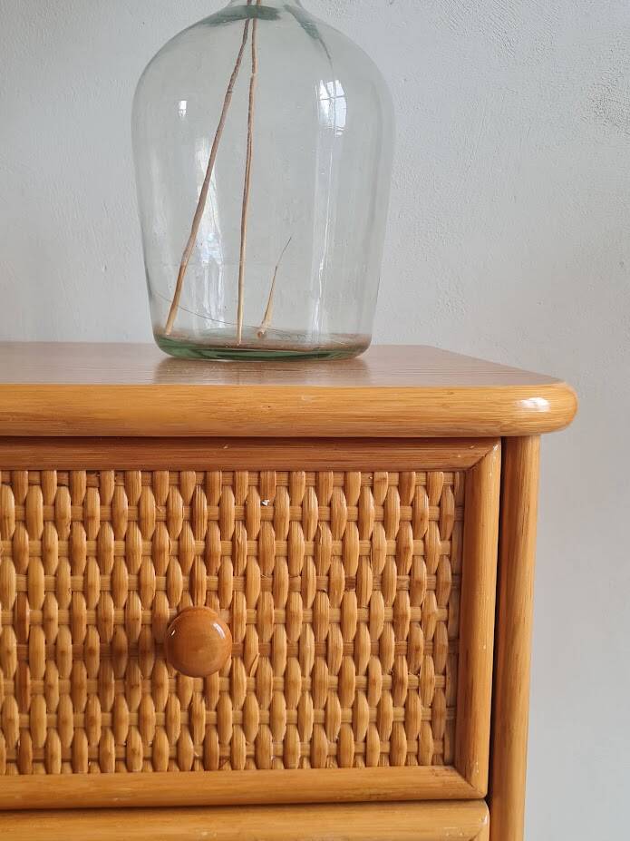 Vintage rattan chest of drawers