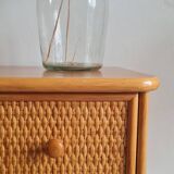 Vintage rattan chest of drawers