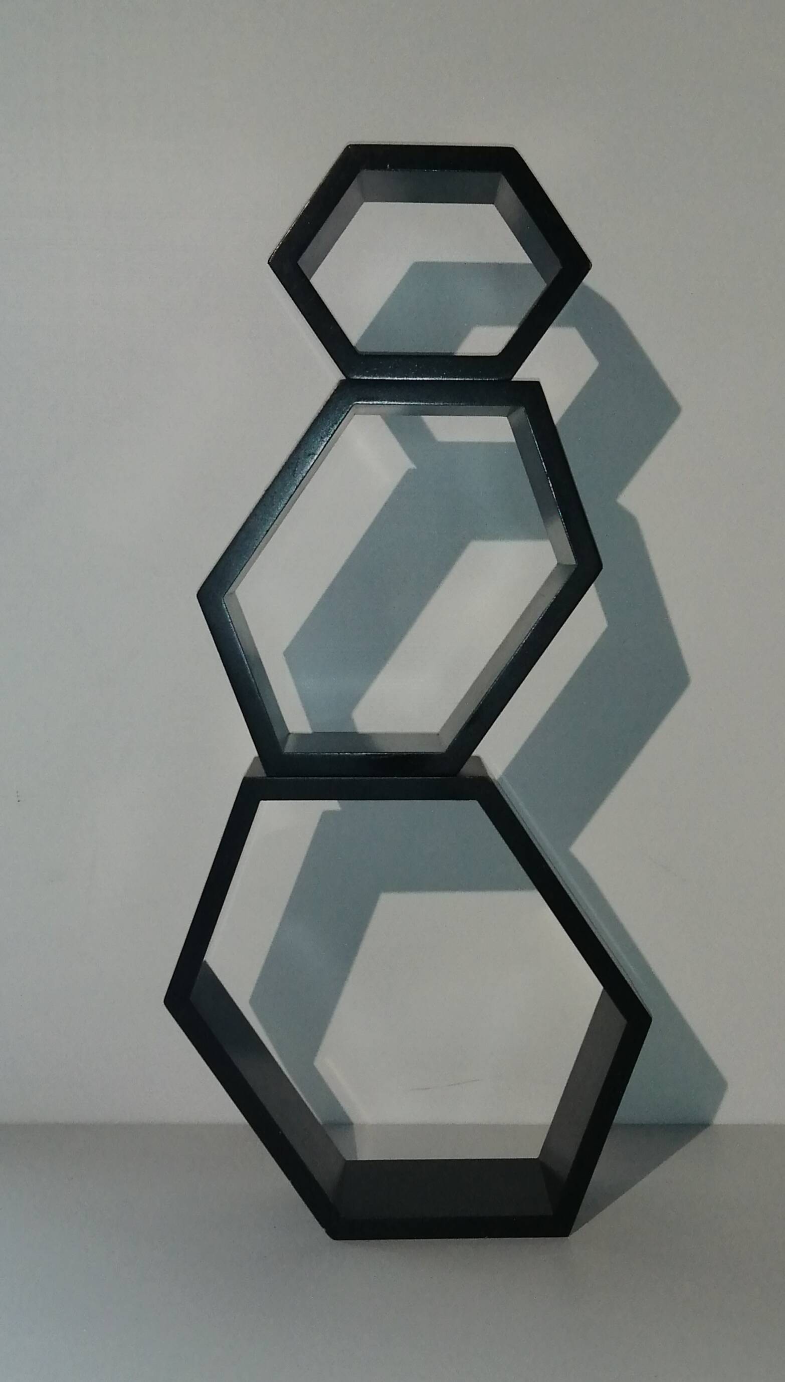Set of 3 hexagonal nesting shelves design 80s vintage