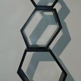 Set of 3 hexagonal nesting shelves design 80s vintage