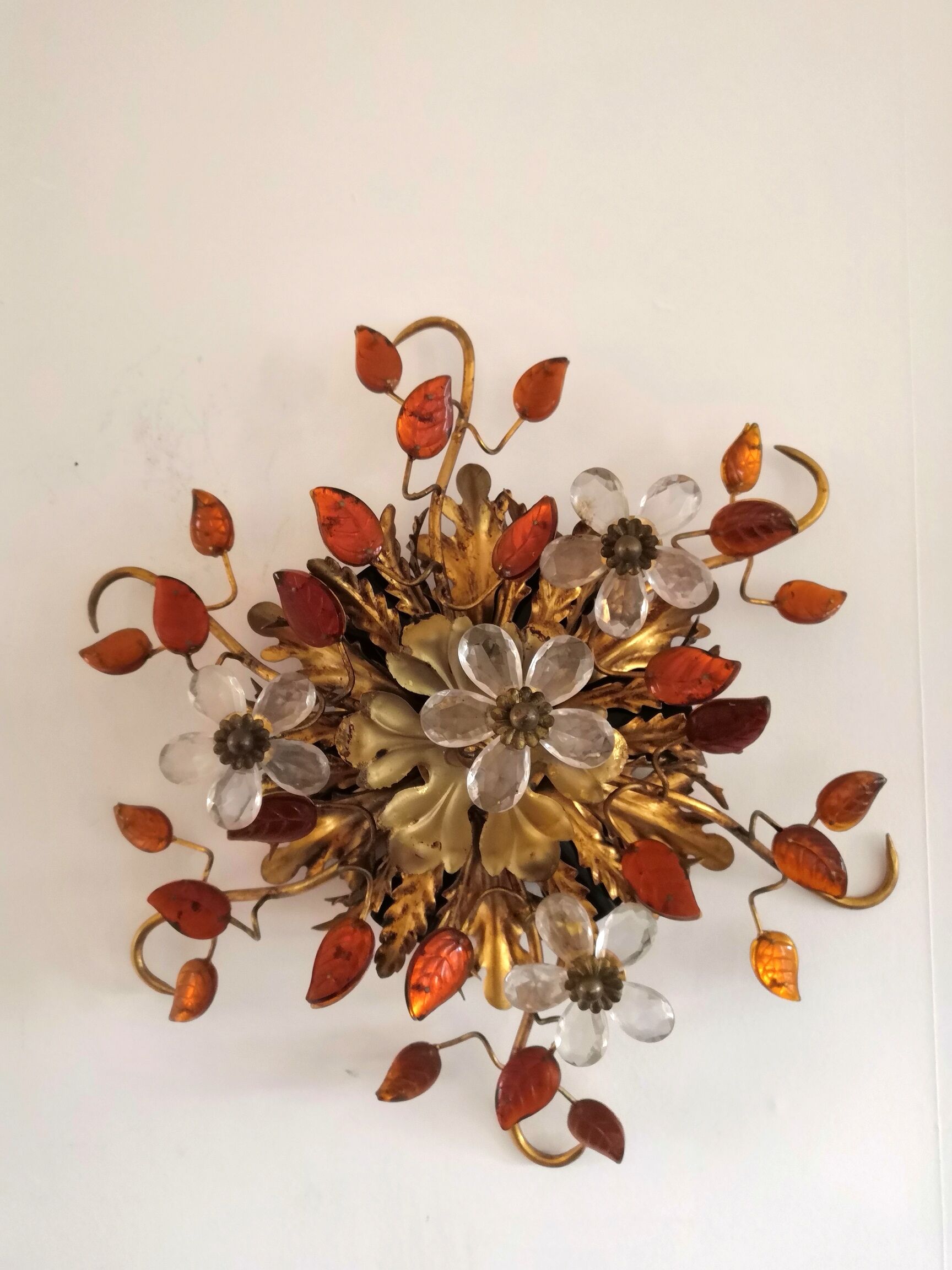 Ceiling lamp or wall lamp Maison Banci gilded metal and Murano glass
