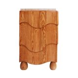 Contemporary Handcrafted Oak Solid Wood And Travertine Italian Sideboard