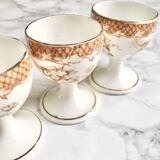 Suite of 4 old porcelain cockroaches decorated with sepia-printed leaves