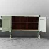 Sideboard in legno inserti in pelle verde anni ’60 vintage modernariato