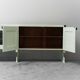 Buffet en legno inserti en pelle verde anni '60 vintage modernariato