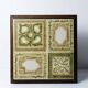 Vintage trivet in glazed ceramic and wood, circa 1960-1970.