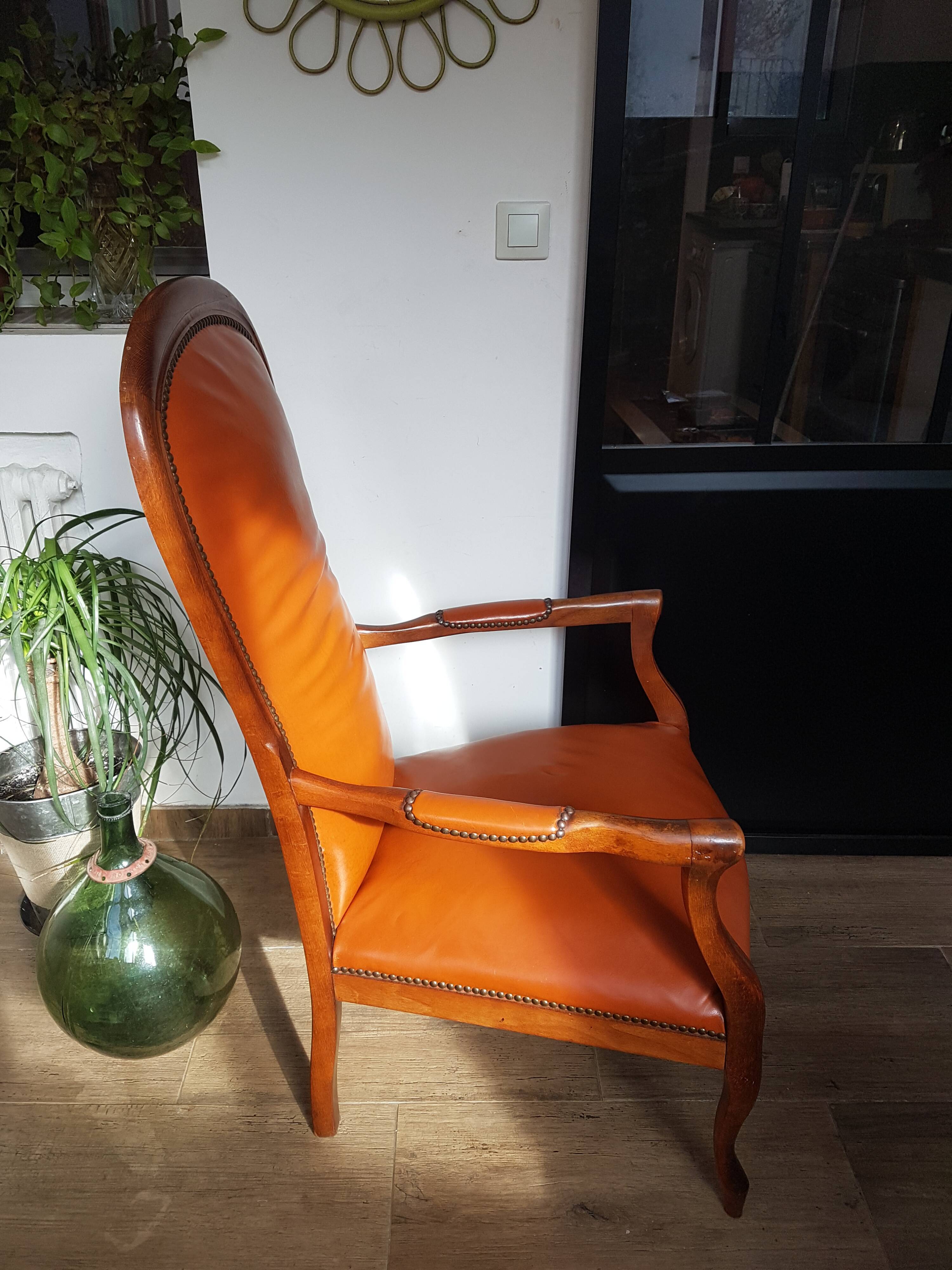 Fauteuil Voltaire en cuir