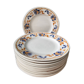 Set of 12 flat plates Terre de Fer in earthenware Moulin des Loups and Hamage, Dijon model