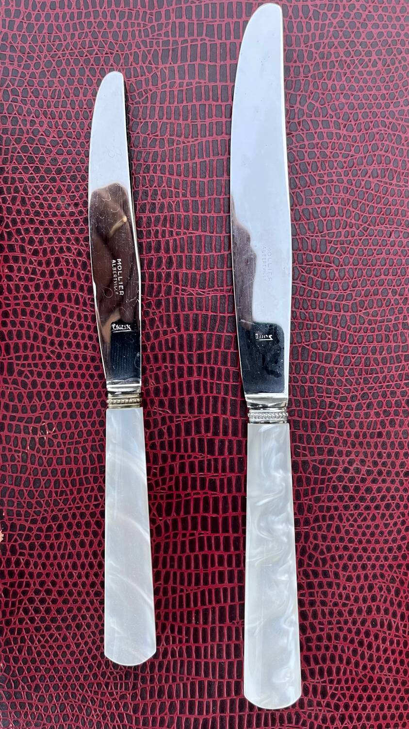 Box of 10 table knives and 10 cheese knives