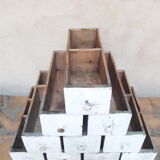 Lot 10 tiroirs anciens atelier poignées bronze