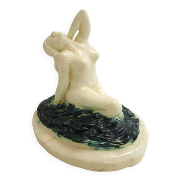 Mid-century Bathing Woman sculpture, ceramic piece.