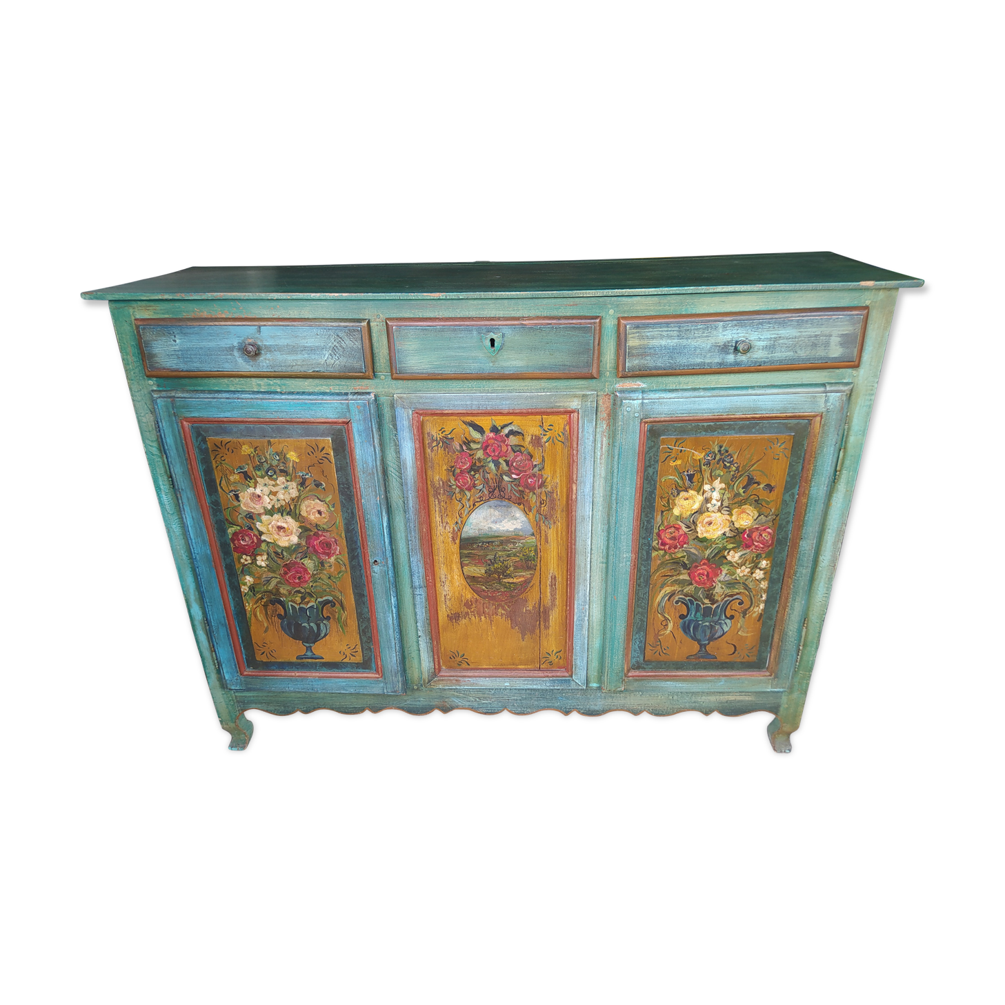 Painted row, three doors