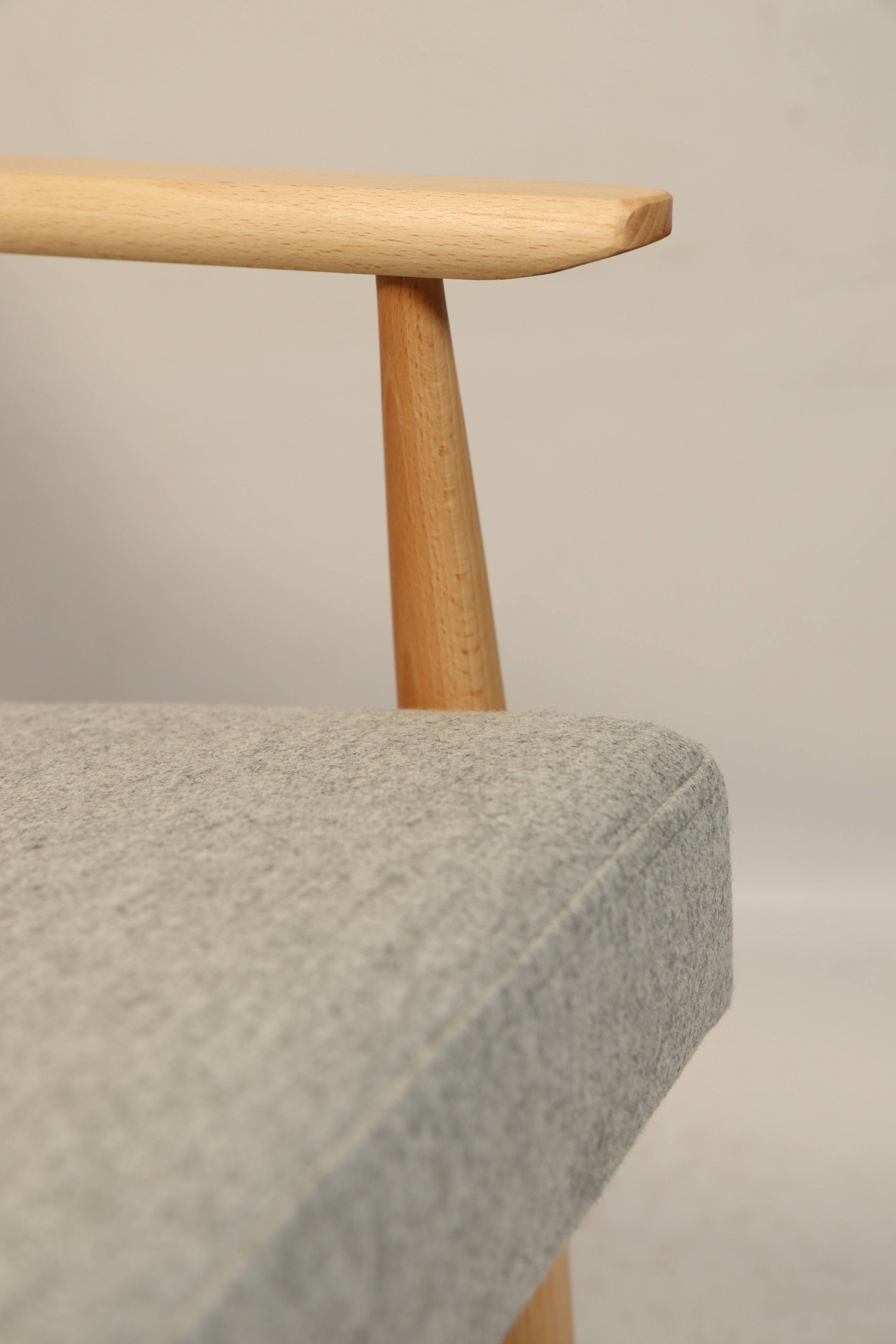 Fauteuil Vintage Gris Clair Design Scandinave Revêtement Laine