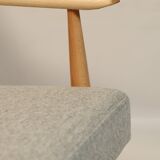 Fauteuil Vintage Gris Clair Design Scandinave Revêtement Laine
