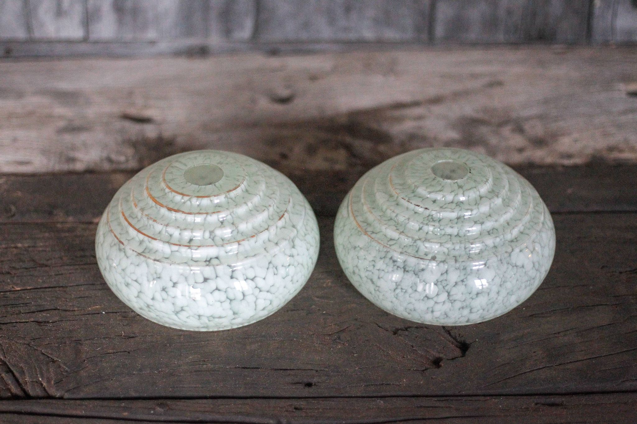 Pair of green Clichy glass lampshades, glass globe for suspension, globe.