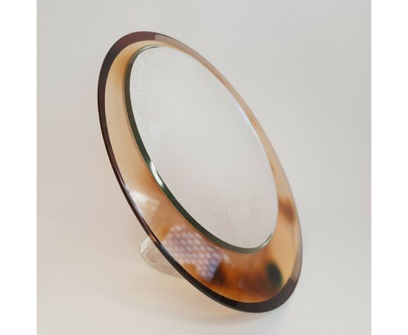 Miroir de table rond en plexi plexiglas fumé design années 70 17,5x17,5cm | Selency plexiglas fume