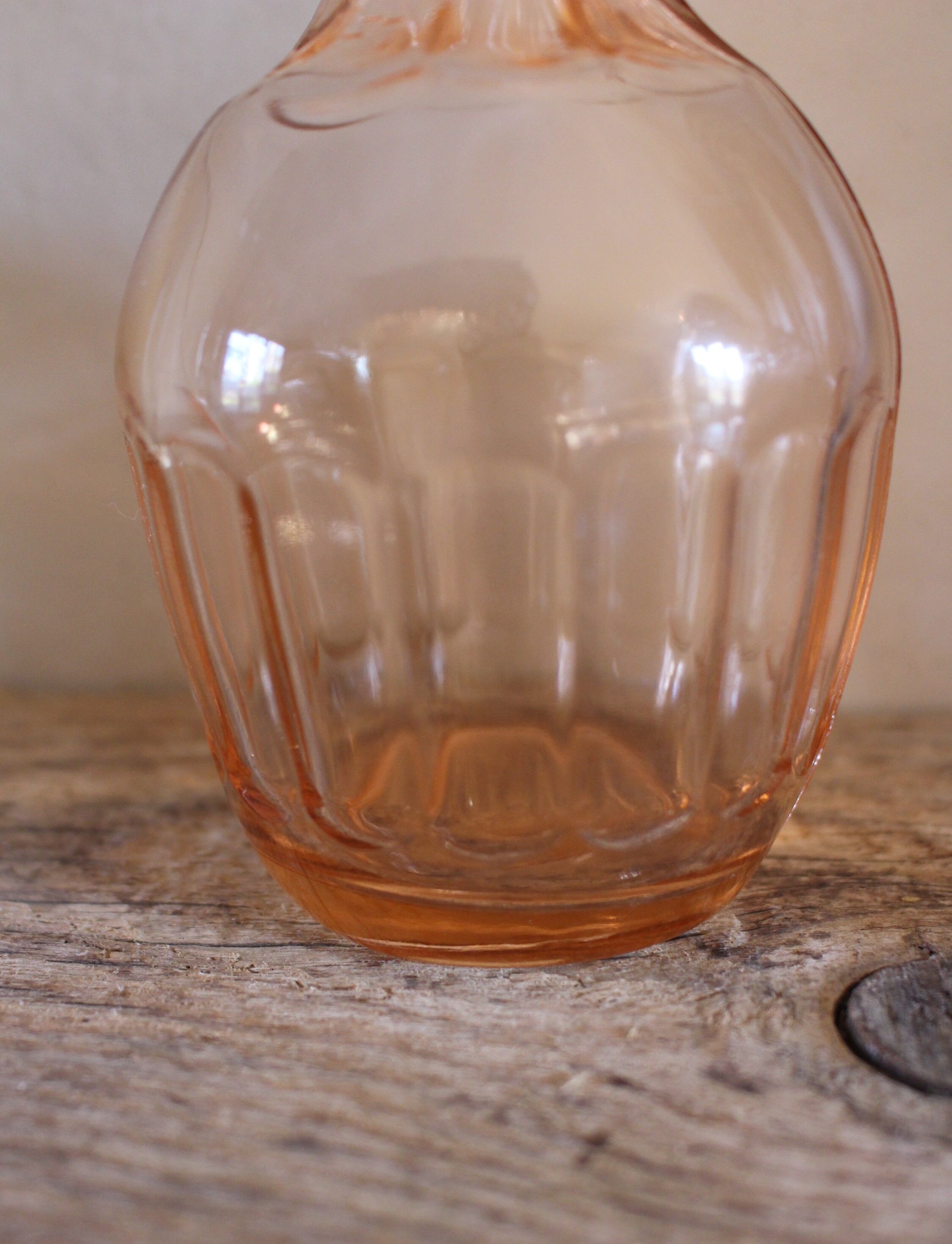 Vase soliflore old glass rosaline neck round belly