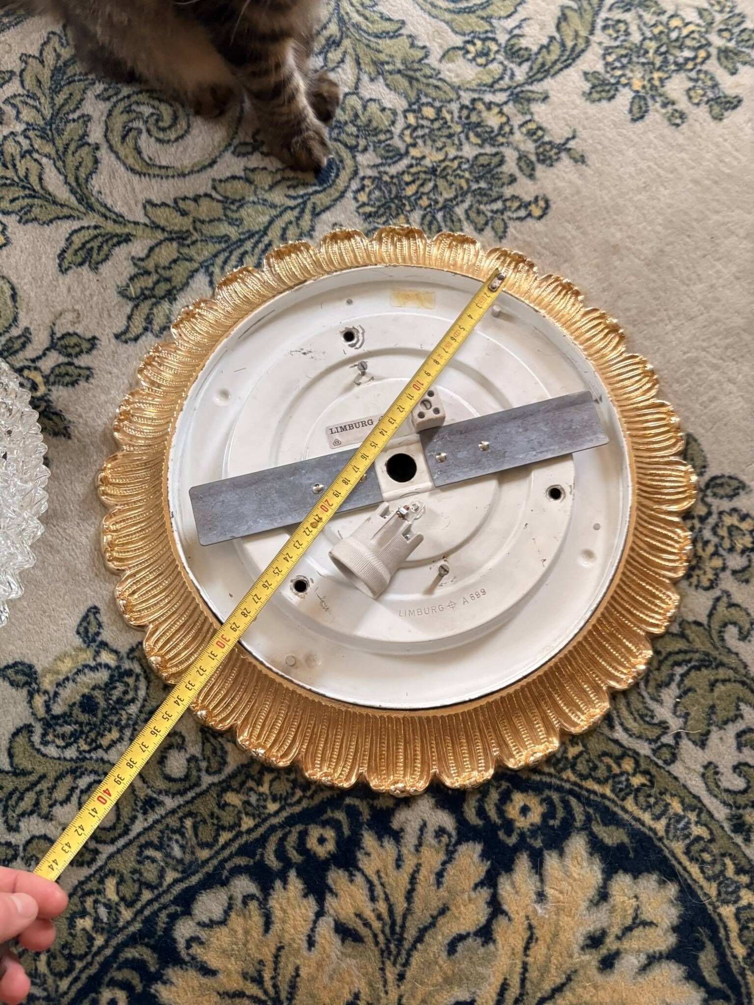 Vintage ceiling light Glashütte Limburg Bronze Hollywood Regency Mid Century