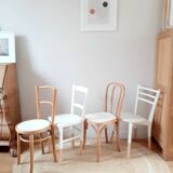 Set of 4 vintage wood and white chairs
