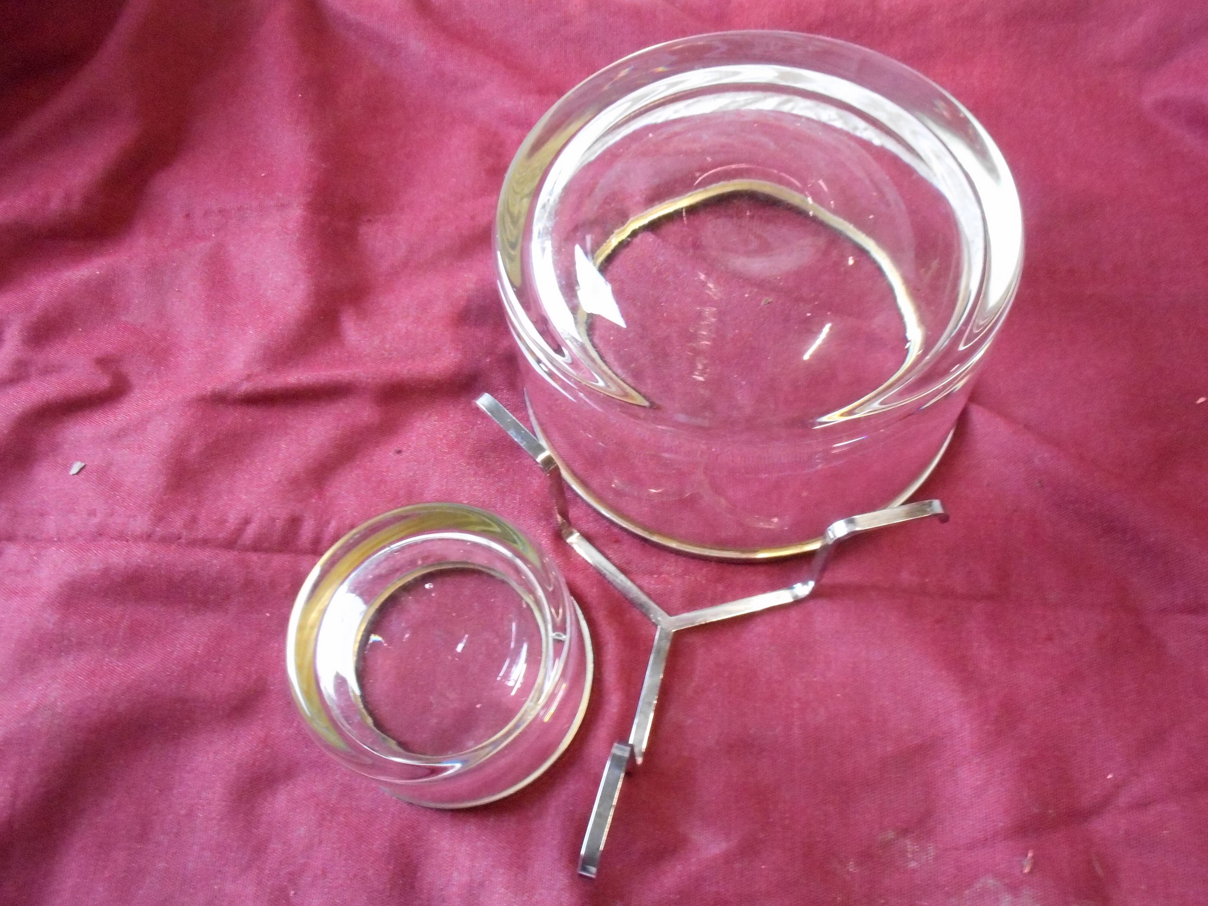 Glass and chrome caviar cup