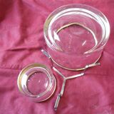 Glass and chrome caviar cup