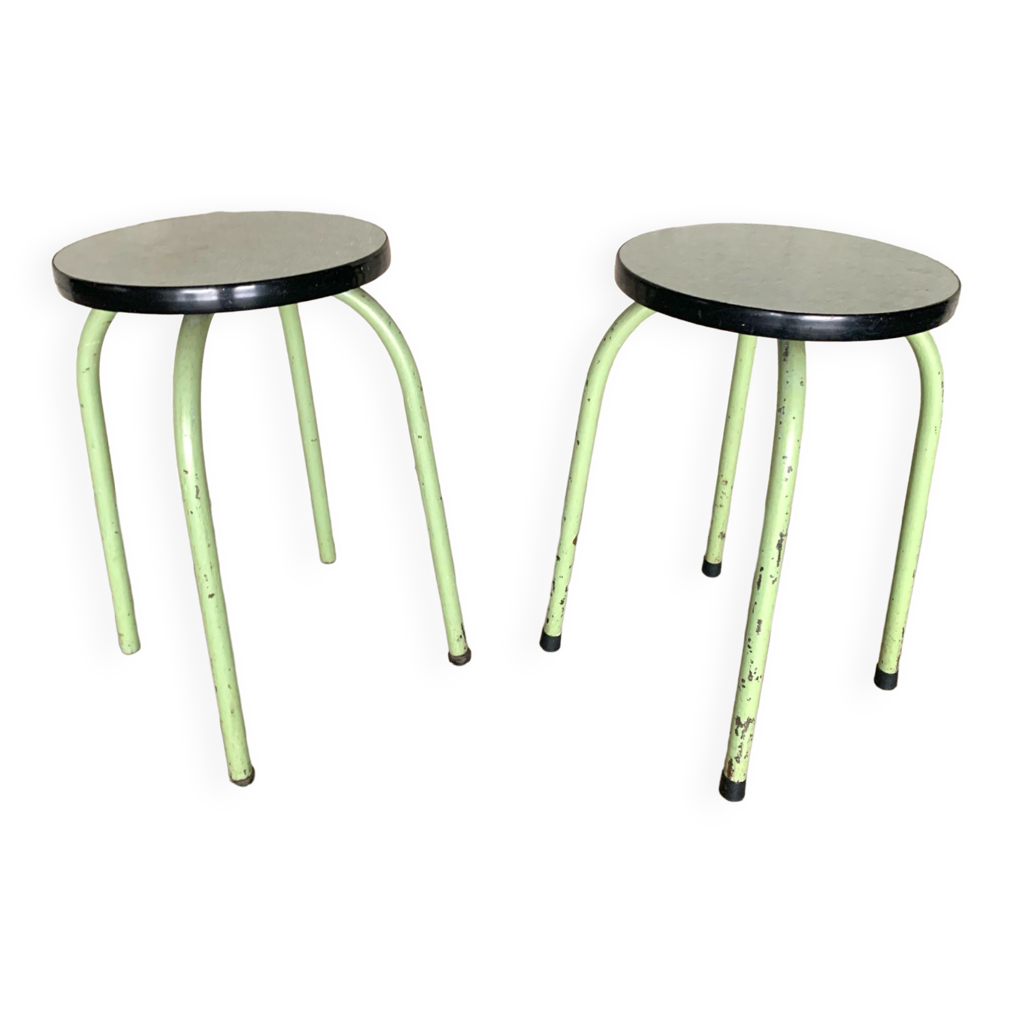Pair of green Formica stools