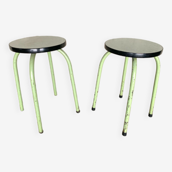 Pair of green Formica stools