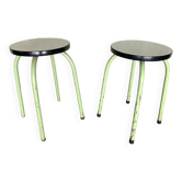 Pair of green Formica stools