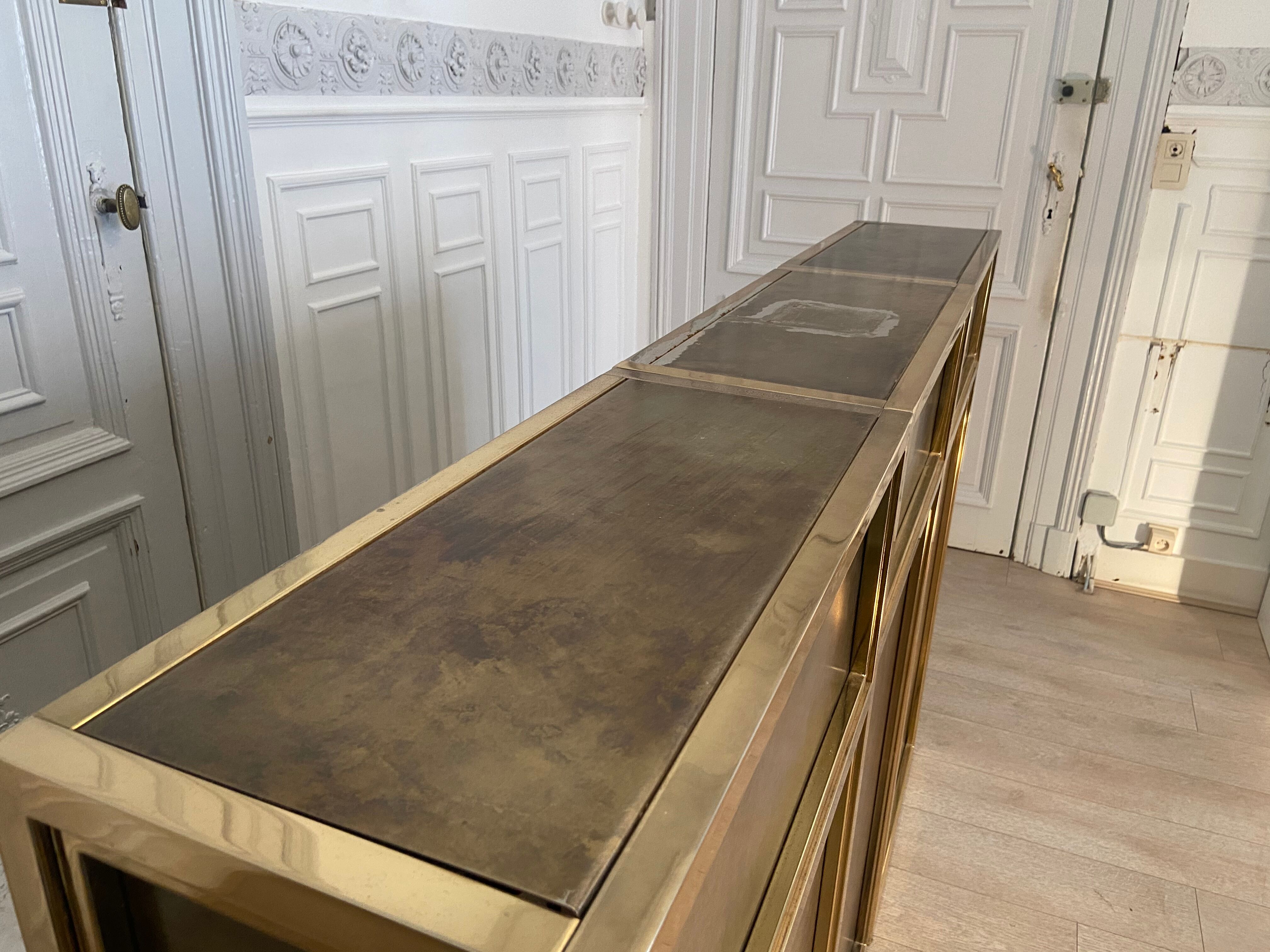 Copper and gilded metal bar in 3 modules, Belgo Chrom, 1970