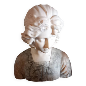 Marble woman's head sculpture