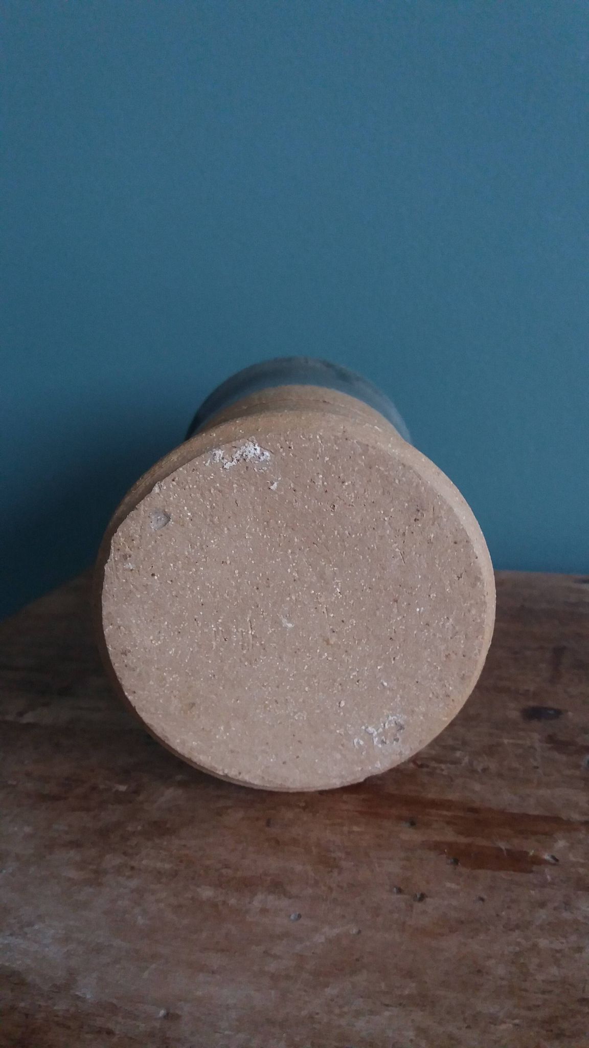 Vase soliflore bouteille en grès décor herbier