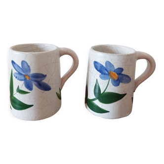 Lot de 2 tasses en grès craquelé vintage