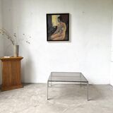 Modernist chrome and smoked glass coffee table, circa 1970