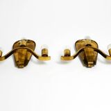 Pair of large heavy Mid Century brass wall lights from a German church