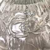 Portuguese farmhouse mid century clear floral glass hanging lamp, 1960s