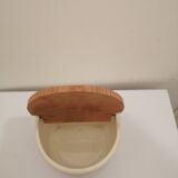 Vintage ceramic and wood salt box
