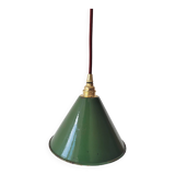 Conical pendant light in enamelled sheet metal