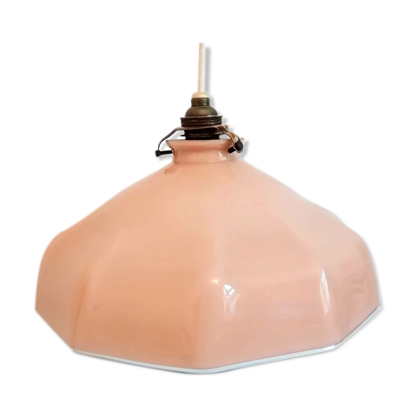 Pink opaline glass hanging lamp